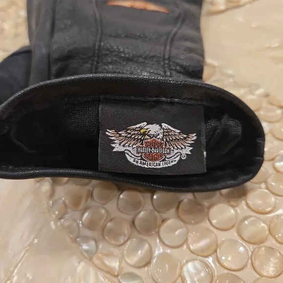 Harley Davidson Motorcycle Womens Gloves Black Leather Logo Extra Large - Picture 5 of 6